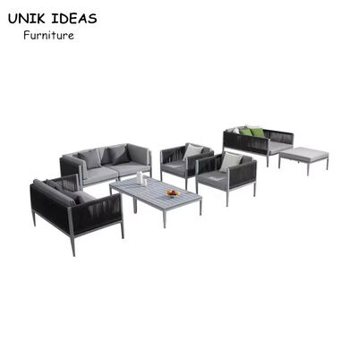 Modern Simple Sofa Set Design Aluminum Frame Rope Waterproof Outside Garden Sofa