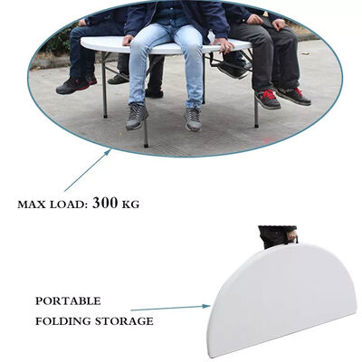 5ft HDPE Plastic Round Table Foldable Portable For Outdoor Party Event