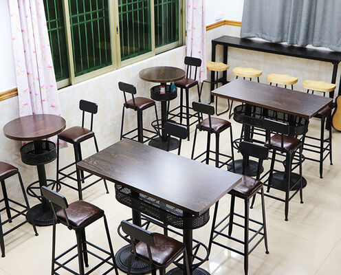 2 Person Black Bistro High Top Table Sets Outdoor Metal Counter Wood Tall