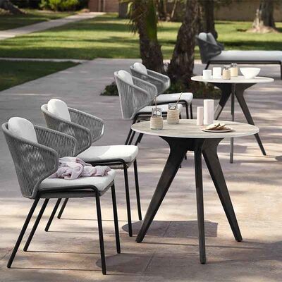 Nordic Rope Rattan Woven Dining Chair Outdoor Furniture Garden 65x70x75cm