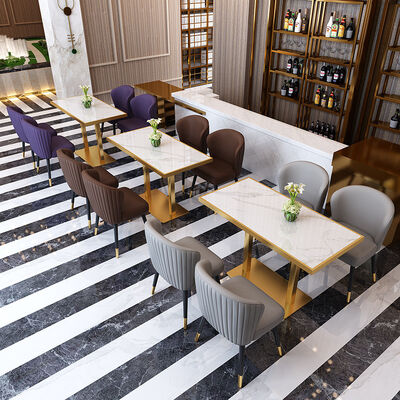 84cm Modern Minimalist Kitchen Table And Chairs Set Metal Leather Hotel Lobby