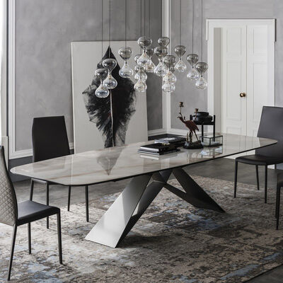 150cm Luxury Dining Table And Chairs Gray Marble Dining Table Set For 2 4 5 6