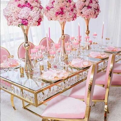 12 Foot Folding Banquet Table Top Glass Rectangle Crystal Chic 8x30