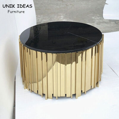 45x57cm Luxury Living Room Center Table For Black Sofa Round Side Metal Base