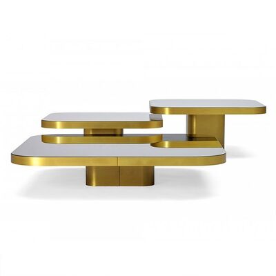 Stainless Steel Center Table 3 By 3 For L Shape Sofa Sectional Mirrored 0.6CBM