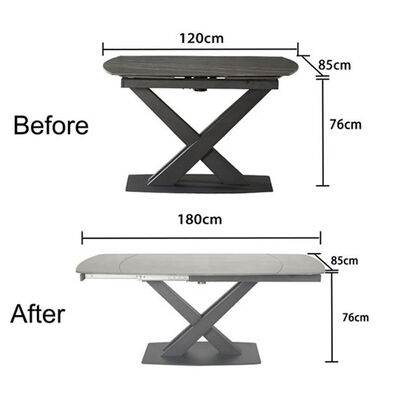 Marble Extendable Dining Table And Chairs Set Modern Nordic Black Adjusted 200cm