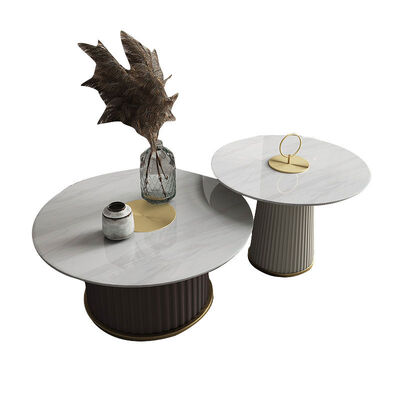 Round Slate Coffee Center Table Home Light Luxury Style 80x37cm