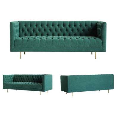 Luxury Green Velvet Modular Sofa Pull Clasp Sofa American Style 80cm height