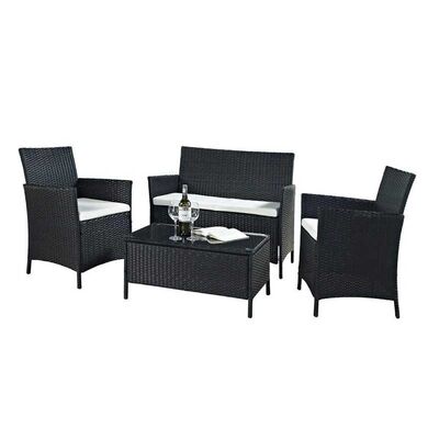 Guter Preis 4 der Rattan-Flechtweiden-Stücke Möbel-im Freien Sofa Patio Set With Cushion Online
