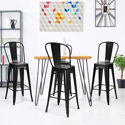 Guter Preis Restaurant Hoher Bistrotisch und Hocker im Freien Modern Black Metal Stackable Style Online