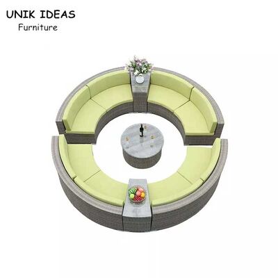 Guter Preis Rundes gewebtes Rattan-Sofa für den Außenbereich, Garten, Freizeit, rostbeständig, wasserdichtes Sofa-Set Online