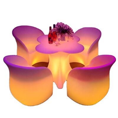 Guter Preis Modern KTV Cheap Price Outdoor Coffee Shop Remote Control LED PE Table and Sofa Set for Cocktail bar Online