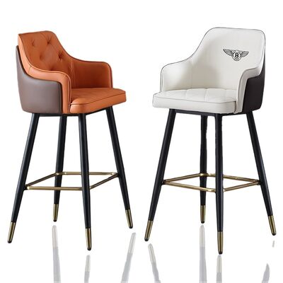 Guter Preis Metal Arm Orange Synthetic Leather Stool Cheap Commercial Modern Tall Bar Chair Online