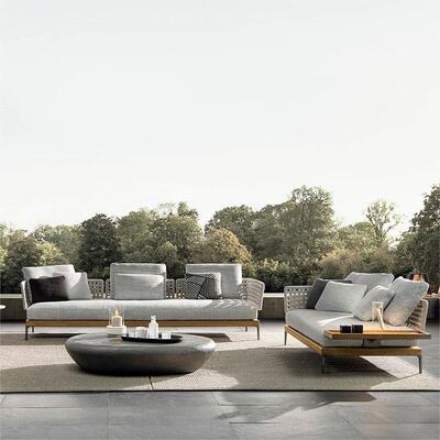 Guter Preis Modernes Outdoor Hotel Gewebtes Seil Lounge Sofa Terrasse Garten Balkon Kunststoff Rattan 3 Sitzplätze Sofa Sektionsmöbel Set Online