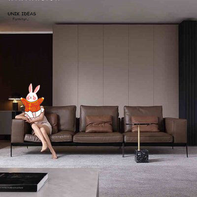 Guter Preis 3-teilige L-förmige Ledercouch Loveseats Browns angenehm für kleine Wohnung Online