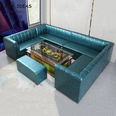 Guter Preis 3-teiliger Faux-lederne U-förmige Schnittcouch mit Chaise Blue Round Corner Online